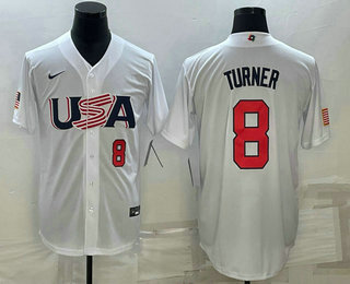 Mens USA Baseball #8 Trea Turner Number 2023 White World Baseball Classic Stitched Jersey,We sell and wholesale Mens USA Baseball #8 Trea Turner Number 2023 White World Baseball Classic Stitched Jersey on line form chian!